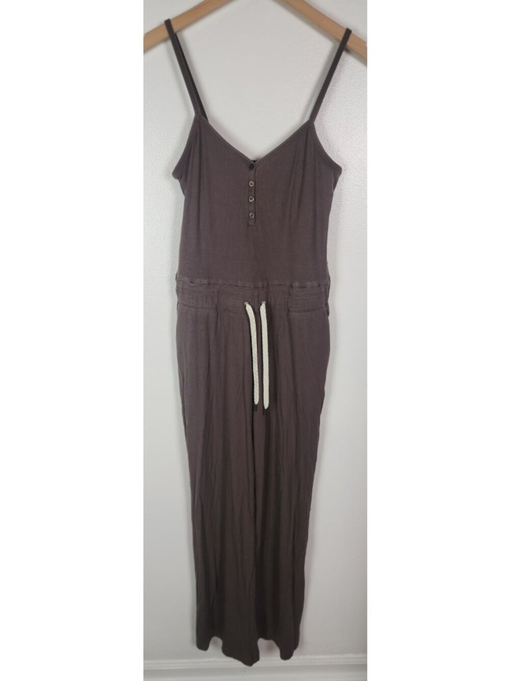 Vuori Women's Sz. XS Taupe Pose Jumpsuit Rib Fabric